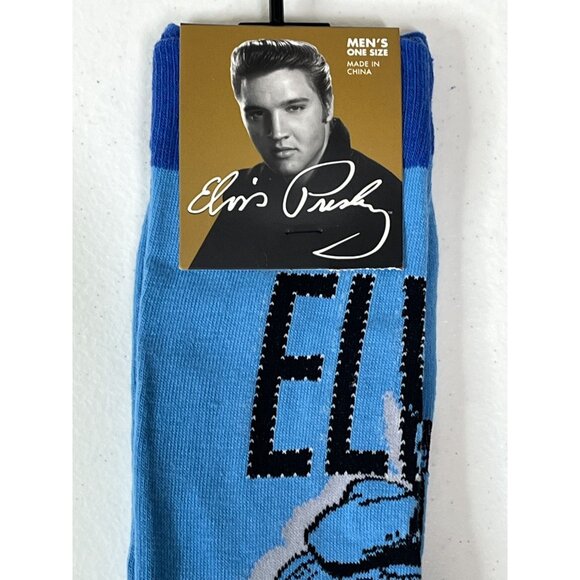 Elvis Presley Graceland Blue Graphic Crew Socks Mens One Size Music Icon - Picture 3 of 6